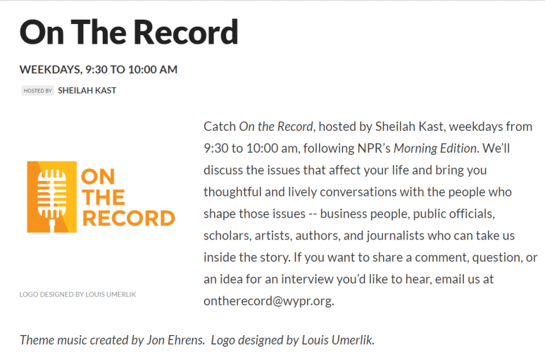On the Record, Hosted by Sheilah Kast